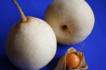 Image showing Nashi pears and physalis