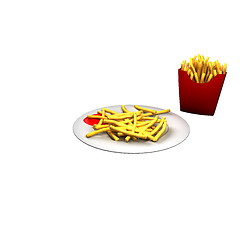 Image showing Delicious serving of french fries isolated on white