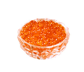 Image showing Red caviar Salmon roe in glass jar