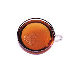 Image showing Tea in glass cup isolated on a white background