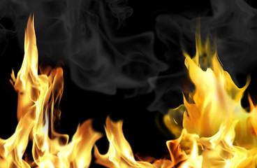 Image showing Close-up of fire and flames on a black background