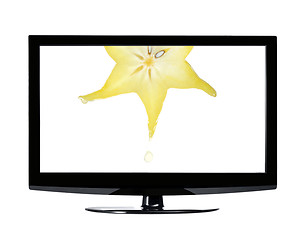 Image showing A slice of carambola in lcd monitor