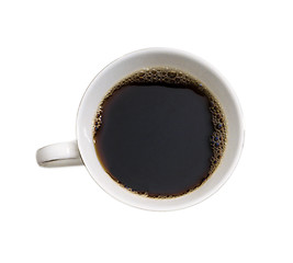 Image showing Top view of black coffee cup isolated on white