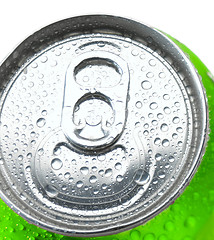 Image showing Close Up of a Soda Can with Pull Tab and Condensation