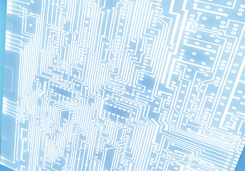 Image showing dark blue circuit board scheme with conductors and solder