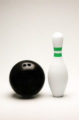 Image showing Bowling ball and pin isolated on white