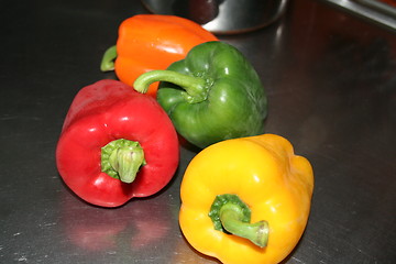 Image showing Four paprika colours