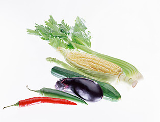 Image showing fresh vegetable with leaves isolated on white background