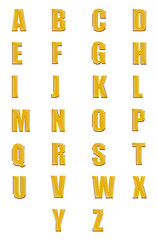 Image showing High resolution conceptual golden fonts set or collection isolated