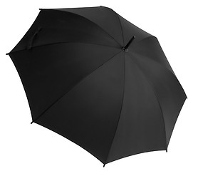 Image showing An opened Black umbrella on a white background