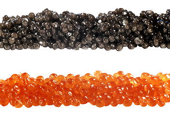 Image showing Red and black fish caviar