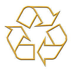 Image showing 3D Golden Recycle Symbol