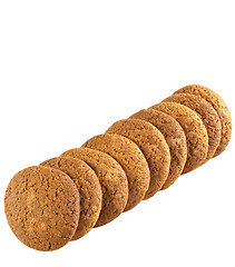 Image showing Stack of oatmeal cookies on the white background