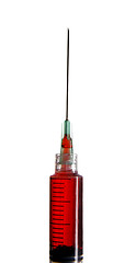 Image showing Syringe with blood isolated on white