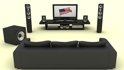 Image showing A contemporary home theater room without furniture