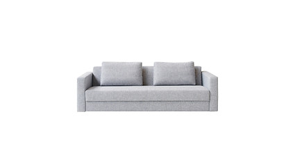 Image showing A sofa with white fabric upholstery isolated on white background