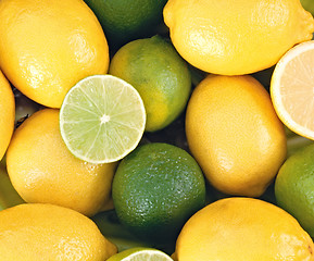 Image showing image of a fresh whole lime,lemon and orange