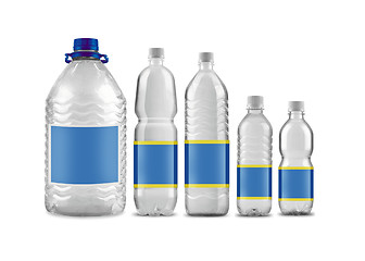 Image showing Bottled water in 5 sizes isolated