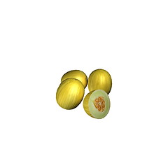 Image showing One and a half butternut pumpkin on white background