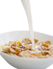 Image showing Healthy Breakfast-Cornflakes and Milk Splash