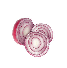 Image showing the sliced red onion on white background
