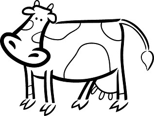 Image showing cartoon doodle of farm cow for coloring