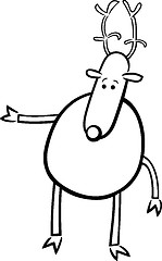 Image showing cartoon doodle of deer for coloring
