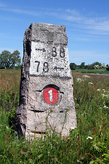 Image showing Old Granite Milestone Landscape