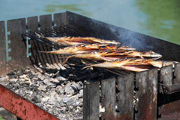 Image showing Grilled fish on barbecue