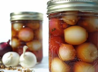 Image showing Two jars with onions