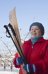 Image showing The elderly woman on stroll