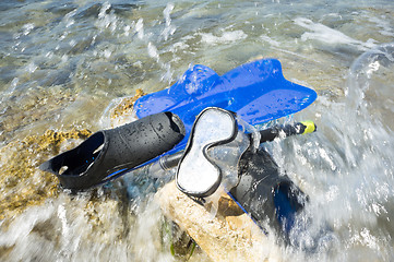 Image showing Snorkeling equipment ashore