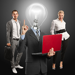 Image showing Lamp Head Man And Business Team 