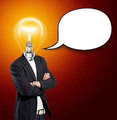 Image showing Lamp Head Businessman With Speech Bubble