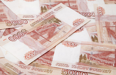 Image showing Background of five thousand russian roubles bills