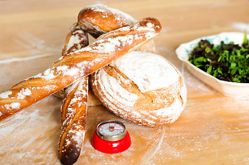 Image showing Closeup of baguettes and breads