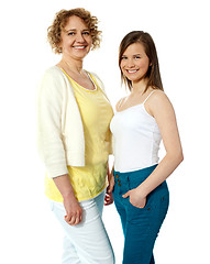 Image showing Gorgeous mother and daughter posing