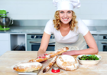 Image showing Bakery woman preparing healthy food