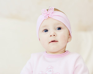 Image showing bright closeup portrait of adorable baby