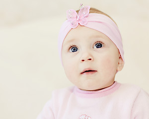 Image showing bright closeup portrait of adorable baby