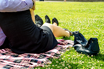 Image showing Couple in the Forties relaxing on the Park