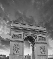 Image showing Famous Arc de Triomphe in Paris with Dramatic Sky