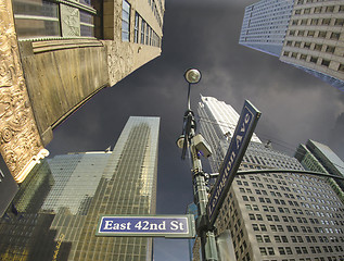Image showing New York City - Manhattan Skyscrapers and Street Signs
