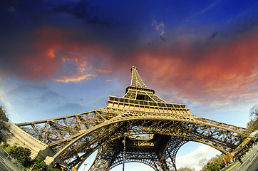 Image showing Sunrise in Paris, with the Eiffel Tower 