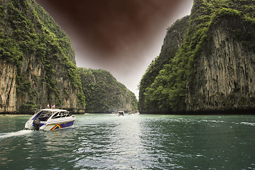 Image showing Boat inside Thailand Lagoon