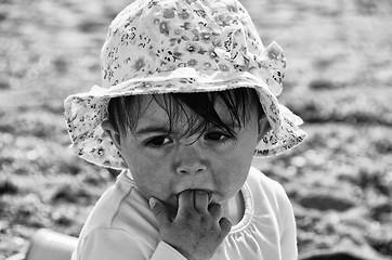 Image showing Baby Girl relaxing on the Beach