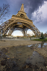 Image showing Beautiful photo of the Eiffel tower in Paris with gorgeous sky c