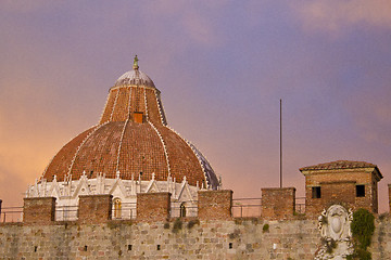 Image showing View of Baptistery in Piazza dei Miracoli, Pisa