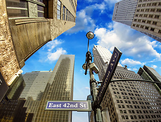 Image showing New York City - Manhattan Skyscrapers and Street Signs