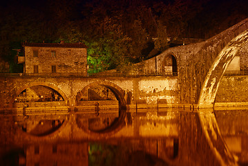 Image showing Devils Bridge at Night in Lucca, Italy